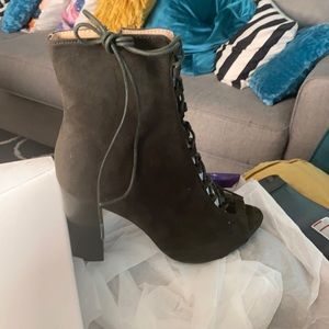 Brand new olive green bootie heels